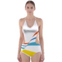 Line Rainbow Orange Blue Yellow Red Pink White Wave Waves Cut-Out One Piece Swimsuit View1