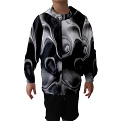 Fractal Black Liquid Art In 3d Glass Frame Hooded Wind Breaker (kids) by Simbadda