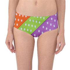 Colorful Easter Ribbon Background Mid-waist Bikini Bottoms by Simbadda