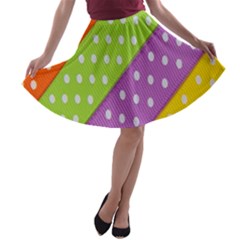 Colorful Easter Ribbon Background A-line Skater Skirt by Simbadda