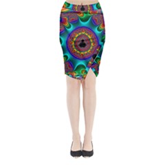3d Glass Frame With Kaleidoscopic Color Fractal Imag Midi Wrap Pencil Skirt by Simbadda