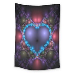Blue Heart Fractal Image With Help From A Script Large Tapestry by Simbadda