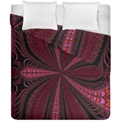 Red Ribbon Effect Newtonian Fractal Duvet Cover Double Side (california King Size) by Simbadda
