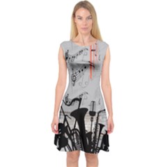 Music Note Capsleeve Midi Dress by PattyVilleDesigns