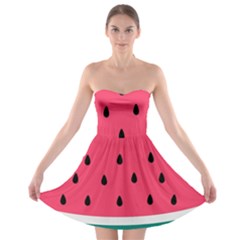 Watermelon Red Green White Black Fruit Strapless Bra Top Dress by Mariart