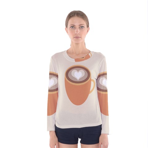 Artin Coffee Chocolate Brown Heart Love Women s Long Sleeve Tee by Mariart
