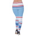 Navy Blue White Red Stripe Blue Finely Striped Line Velvet Leggings View2