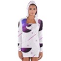 Space Transparent Purple Moon Star Women s Long Sleeve Hooded T-shirt View1