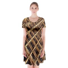 Construction Site Rusty Frames Making A Construction Site Abstract Short Sleeve V-neck Flare Dress by Nexatart