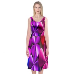 Colorful Flower Floral Rainbow Midi Sleeveless Dress by Mariart