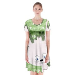 Easter Bunny  Short Sleeve V-neck Flare Dress by Valentinaart
