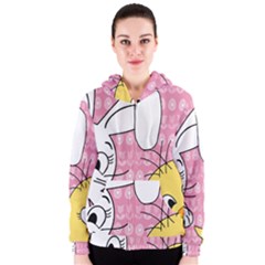 Easter Bunny And Chick  Women s Zipper Hoodie