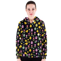 Easter - Chick And Tulips Women s Zipper Hoodie by Valentinaart