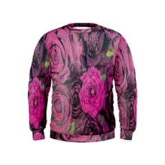 Oil Painting Flowers Background Kids  Sweatshirt