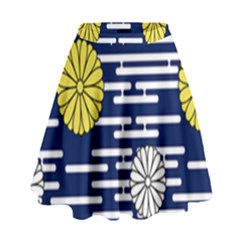 Sunflower Line Blue Yellpw High Waist Skirt by Mariart