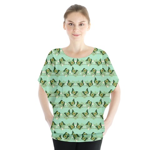 Green Butterflies Blouse by linceazul