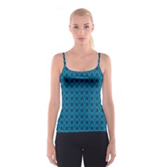 Lion Vs Gazelle Damask In Teal Spaghetti Strap Top by emilyzragz