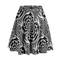 Metallic Mesh Pattern High Waist Skirt by linceazul