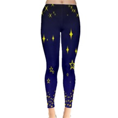 Blue Star Space Galaxy Light Night Leggings  by Mariart