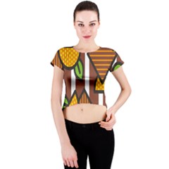 Chocolate Lime Brown Circle Line Plaid Polka Dot Orange Green White Crew Neck Crop Top by Mariart