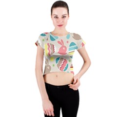 Easter Rabbit Bunny Rainbow Crew Neck Crop Top