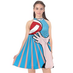 Volly Ball Sport Game Player Halter Neckline Chiffon Dress  by Mariart