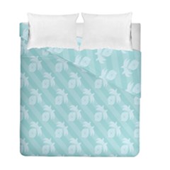 Christmas Day Ribbon Blue Duvet Cover Double Side (full/ Double Size) by Mariart