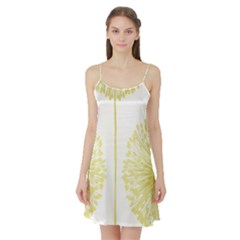 Flower Floral Yellow Satin Night Slip by Mariart