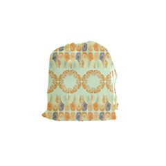 Ethnic Orange Pattern Drawstring Pouches (small)  by linceazul