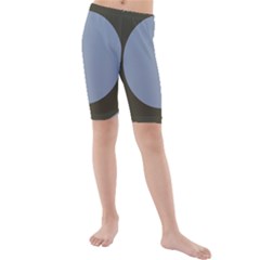 Circle Round Grey Blue Kids  Mid Length Swim Shorts by Mariart