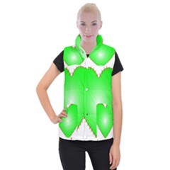 Heart Rhythm Inner Green Red Women s Button Up Puffer Vest by Mariart