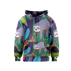 Sloth In Nature Kids  Zipper Hoodie by Mjdaluz