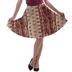 Wrinkly Batik Pattern Brown Beige A-line Skater Skirt by EDDArt