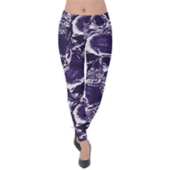 Skull Pattern Velvet Leggings by ValentinaDesign