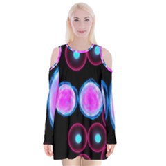 Cell Egg Circle Round Polka Red Purple Blue Light Black Velvet Long Sleeve Shoulder Cutout Dress by Mariart