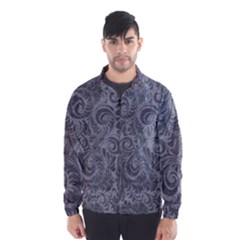 Grey Romantic Flower Pattern Denim Wind Breaker (men) by Ivana