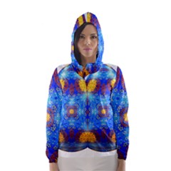 Easter Eggs Egg Blue Yellow Hooded Wind Breaker (women) by Nexatart