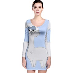 Grumpy Persian Cat Llama Long Sleeve Velvet Bodycon Dress by Catifornia