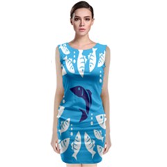 Blue Fish Tuna Sea Beach Swim White Predator Water Classic Sleeveless Midi Dress by Mariart