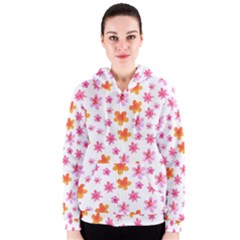 Watercolor Summer Flowers Pattern Women s Zipper Hoodie by TastefulDesigns