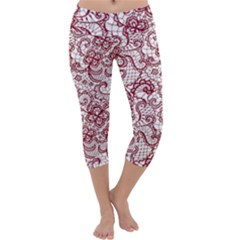 Transparent Lace With Flowers Decoration Capri Yoga Leggings by Nexatart