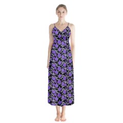 Roses Pattern Button Up Chiffon Maxi Dress