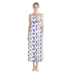 Dinosaurs Pattern Button Up Chiffon Maxi Dress