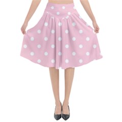 Pink Polka Dots Flared Midi Skirt by LokisStuffnMore