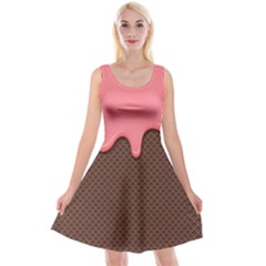 Ice Cream Pink Choholate Plaid Chevron Reversible Velvet Sleeveless Dress