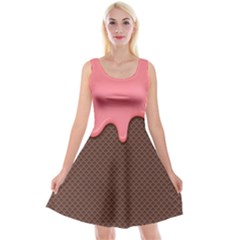 Ice Cream Pink Choholate Plaid Chevron Reversible Velvet Sleeveless Dress by Mariart