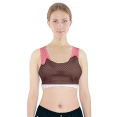 Ice Cream Pink Choholate Plaid Chevron Sports Bra With Pocket by Mariart