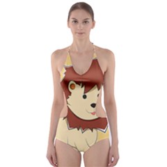 Happy Cartoon Baby Lion Cut-out One Piece Swimsuit by Catifornia