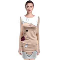 Happy Cartoon Baby Hippo Sleeveless Velvet Midi Dress by Catifornia