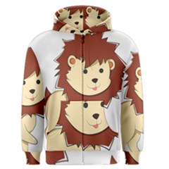 Happy Cartoon Baby Lion Men s Zipper Hoodie by Catifornia